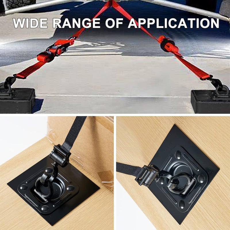 Lonffery 4 Pack Recessed D-Ring Tie Down Anchors (6,000 lb. Capacity), Heavy Duty Kit for Trailer or Deliveries, Black - Image 3